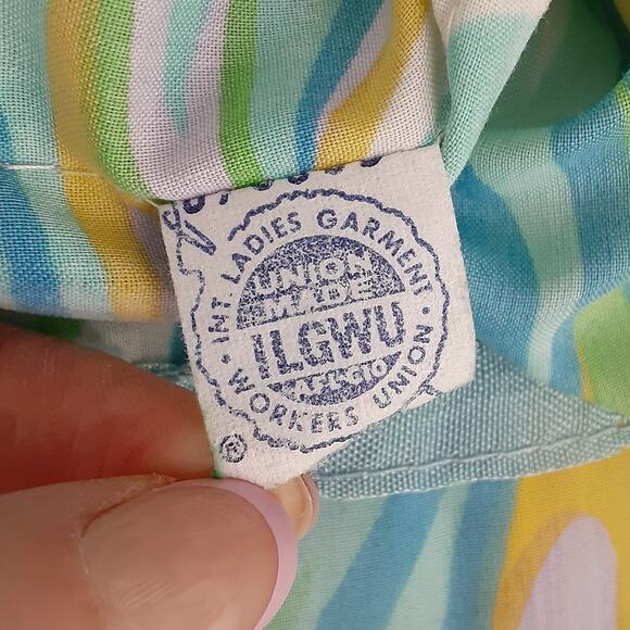 Vintage 50s Pin Up Fit and Flare Dress Psychedelic Tie Die Sun Dress Rockabilly - Picture 12 of 16